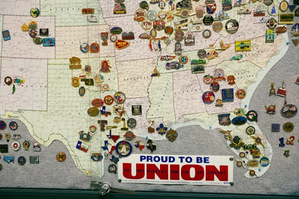 Union pins on map